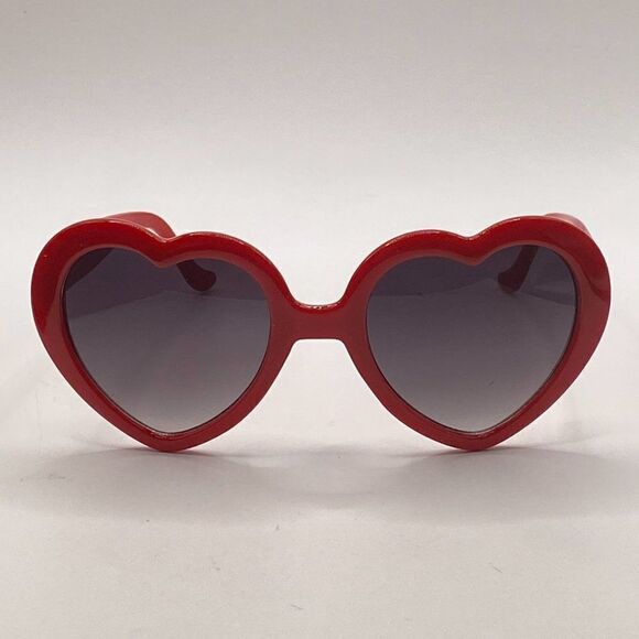 0955 Debbie Oversized Heart Shaped  Sunglasses  Red Frames Grey Lenses UV … - Picture 3 of 10